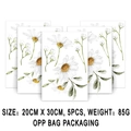 Set mit 5 Aquarell Gänseblümchen Wandstickern 20x30cm Boho Pflanzen Deko - Aquarell weiße Gänseblümchen (UV5T8052T_T) / 20x30cm