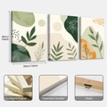 Bohemian botanical canvas wall art set with green and orange abstract plant patterns - Abstract Line Plant Style (24Y30088)