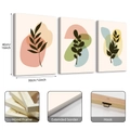 Three-piece bohemian botanical canvas set with Morandi tones and sturdy wood frames - Morandi Abstract Leaf Style (24Y30091)