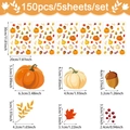 Gedetailleerde afmetingen voor 150-delige herfst raamstickers met pompoen en esdoorn - Thanksgiving Pompoen Bladeren Combinatie Stijl (UV24Y11879S_T) / Standaardtype