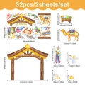 Diseño detallado de dimensiones para pegatinas navideñas de pesebre con medidas exactas - 99*28cm (2 Hojas) / Escena del Nacimiento (JBW1141)