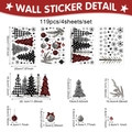 Tabla detallada de tallas para pegatinas navideñas y copos de nieve juego de 119 piezas - 20x30cm (4 Hojas/Set) / Estilo Navideño a Cuadros (Adhesión Estática)