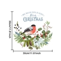 30cm Christmas bullfinch wall sticker with berry wreath and Merry Christmas text - Red-bellied Bullfinch Wreath Style (24Y10458) / 30*30cm