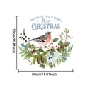 Christmas wall sticker with colorful bird and berries on pine branch with holiday text - Colorful Bird with Pine Needles Style (24Y10459) / 30*30cm
