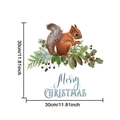 Christmas squirrel wall sticker with red squirrel and holly berries, size 30x30cm - Red Squirrel with Pine Branch Style (24Y10460) / 30*30cm