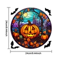 Adesivo per finestra Halloween stile vetrata con zucca e castello, diametro di 24 cm - Stile Castello Lanterna di Zucca (24Y10460) / 24*24cm