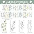 Schwarze skandinavische Wandtattoo-Linien mit 30 Eukalyptusblättern für DIY-Wanddekoration - Eukalyptus Botanischer Stil (UV24Y10737T_T)