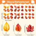 Detailweergave van herfst esdoornblad raamstickers met maten en 36-delige set specificaties - Herfst Esdoornblad Stijl (UV24Y11878S_T) / Standaardtype