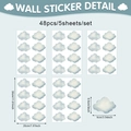 Detailliertes Set mit 48 blauen Aquarell-Wolken-Wandstickern für die Dekoration - 10723J_T
