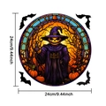 Adesivo per finestra con zucca di Halloween con design in vetro colorato da 24 cm - Stile Mago di Zucca (24Y10462) / 24*24cm