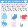 Set de 220 pegatinas de pared de PVC de colores con formas de gota y corazón infantil - 20x30cm / 10749J_T (Corazón y Bloques Irregulares)