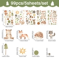 Lámina detallada de 99 pegatinas de animales del bosque con dimensiones precisas - 20cm x 30cm / Tema Animal