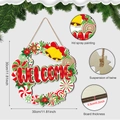 Letrero de bienvenida navideño de madera con lazo rojo y diseño de caramelos, 30cm - Estilo de Bienvenida de Caramelos de Madera de Álamo (Y24Y50576_Q)