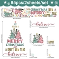 Dimensiones detalladas del juego de 85 pegatinas de pared de árbol de Navidad acuarela - Árbol de Navidad de Acuarela (UV24Y10800T_R) / 30*90cm*2uds