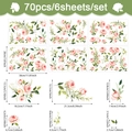 Set of 6 fresh rose wall stickers featuring 70 pieces in pink and orange floral designs - 20x30cm / Pink Rose Floral Style (UV24Y10738T_T)