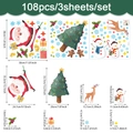 Pack de 108 pegatinas navideñas para ventanas con Papá Noel y renos en 3 hojas grandes - Patrones de Navidad (TBW9523-UV)