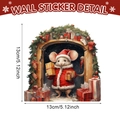 Adesivo murale buco del topo di Natale con topo vestito da Babbo Natale e regali - Stile Topo Con Scatola Regalo (J)