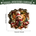 Sticker mural 3D de Noël avec souris mignonne et décor de fête, taille 12cm x 12cm - Style Souris Dans Un Paysage Brisé (UV24Y11073T_T)