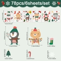 Set de 78 pegatinas navideñas para ventanas con animales y copos para decoración festiva - Animales de Dibujos Navidad (UV24Y10574T_T) / 20x30cm*6 Hojas