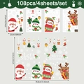 Set di 108 adesivi natalizi per finestre con Babbo Natale e renne per decoro vetri - Pupazzo di Neve con Sciarpa e Babbo Natale (TBW9536-UV)