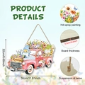 Frühlings-Gnom-LKW Holzschild für Wanddekoration Willkommensschild 30x22 cm - Rosa LKW Gnom Stil (Y24Y50580_Q)