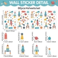 Detaillierte Größenangaben für das Weltraum-Wandsticker-Set mit Raketen und Planeten - Weltraum-Thema