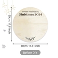 Detalle de la placa de Navidad 2024 de madera DIY de 30 cm con grano natural y texto grabado - Estilo My Hands Were This Small (Y24Y50587_Q)