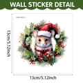 Sticker mural souris de Noël avec bonnet de Père Noël et houx, taille 13x13cm - Souris Au Bonnet Rouge Avec Noeud Rouge (UV24Y10507T_T)