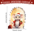 Sticker mural 3D trou de souris de Noël avec bonnet et cadeau, variante 10,7x13cm - Souris Avec Boîte Cadeau Dans Un Trou De Pierre (UV24Y10981T_T)