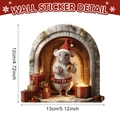 Sticker mural trou de souris de Noël avec souris et cadeaux 13x12cm - Style Souris Grise Et Arche De Pierre (G)