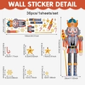 Nutcracker Christmas wall sticker set with 36 pieces featuring soldiers and snowflakes - Nutcracker Soldier Style (UV24Y10717T_R) / 102x30cm