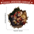 Sticker mural 3D de Noël avec souris de dessin animé et bonnets rouges festifs - Style Quatre Souris De Noël Regardant (UV24Y10617T_T)