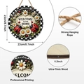 Detail of round wooden welcome sign showing 0.2 inch thickness and rustic jute rope texture - Ladybug Daisy Style (Y25Y50088_O)