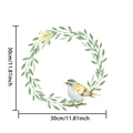 Detail von 30cm Kranz-Aufkleber mit grünen Blättern, buntem Vogel und gelber Blume - Grüne Blätter Gelbe Blumen mit Singvogel (10963S_T)