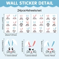 Détail de 24 stickers muraux de lapin de Pâques avec mesures de taille précises en cm - Expression Oreilles Bleues (CT24Y11267T_T) / 20*30cm*4 Feuilles