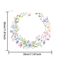 Detailansicht der statischen Kolibri-Blumenkranz Aufkleber mit Maßen 30cm x 30cm - Schmetterlingsvogel mit Buntem Kranz (10961S_T)