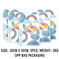Set di 5 adesivi murali arcobaleno bohémien per cameretta bimbi, misura 20x30cm cad - Arcobaleno Ombrello Cartoon (CT5T8020T_T) / 20*30cm*5 Fogli