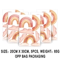 Set di 5 adesivi murali arcobaleno e nuvole nei toni Morandi, misura 20x30 cm - Arcobaleno Acquerello Rosa Arancione Giallo Caldo (CT5T8023T_T) / 20*30cm*5 Fogli