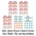5-piece set of Bohemian rainbow and star wall decals in muted Morandi colors for nurseries - Mint Green Gray Blue Morandi (UV5T8097T_T) / 20*30cm*5 Sheets