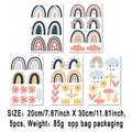 5-piece Bohemian rainbow wall stickers set with stars and clouds in Morandi colors - Dark Blue Orange Pink Star Moon (UV5T8098T_T) / 20*30cm*5 Sheets