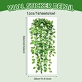 Detail showing green hanging leaf window sticker dimensions 60x30cm for home decor - Fresh Hanging Green Leaves (CT24Y11081S_R) / 60*30cm