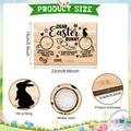 Detailed view of the 0.5cm thickness and HD printing on the Easter wooden rabbit tray - Bunny Footprint Tray (Y24Y50608_Q) / Y24Y50608_Q: 22*15*0.5cm
