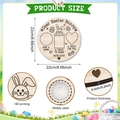 Round wooden Easter bunny treat board with printed egg patterns for kids snacks - Round Bunny Tray (Y24Y50609_Q) / Y24Y50609_Q: 22*22cm*0.5cm