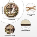 Easter Blessings 8.7 inch round wooden welcome sign with rabbit, cross and lilies - 22x22x0.5cm / Easter Blessings Rabbit Cross Style (Y25Y50157_O)