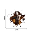Adesivo murale Halloween 3D con un fantasma che rompe il muro di 42x42cm - Zombie Luminoso (ck13) / 42*42cm