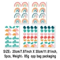 Set of 5 bohemian hand-drawn rainbow and cloud wall stickers in soft macaron tones - Gray Blue Pink Orange Hand-drawn Rainbow (UV5T8105T_T) / 20*30cm*5 Sheets