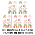 5-piece watercolor rainbow wall stickers with clouds and hearts for kids nursery room decor - Warm Pink Clouds Heart (UV5T8106T_T) / 20*30cm*5 Sheets