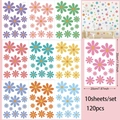 Detailansicht der 10-Blatt bunten Gänseblümchen Wandsticker mit 120 Blumenmotiven - 20x30cm / Bunte Gänseblümchen