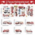 27-piece watercolor emergency vehicle wall stickers set for kids room decoration - Rescue Vehicle Theme (CT24Y10965J_T)