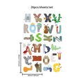 Detailed sheet of 26 animal alphabet wall stickers for nursery and early education - 20*30cm*4 Sheets / Colorful